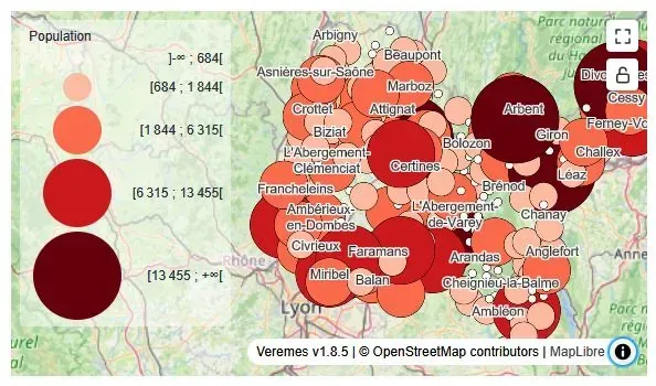 Analyse territoriale en symboles proportionnels sur une carte Superset